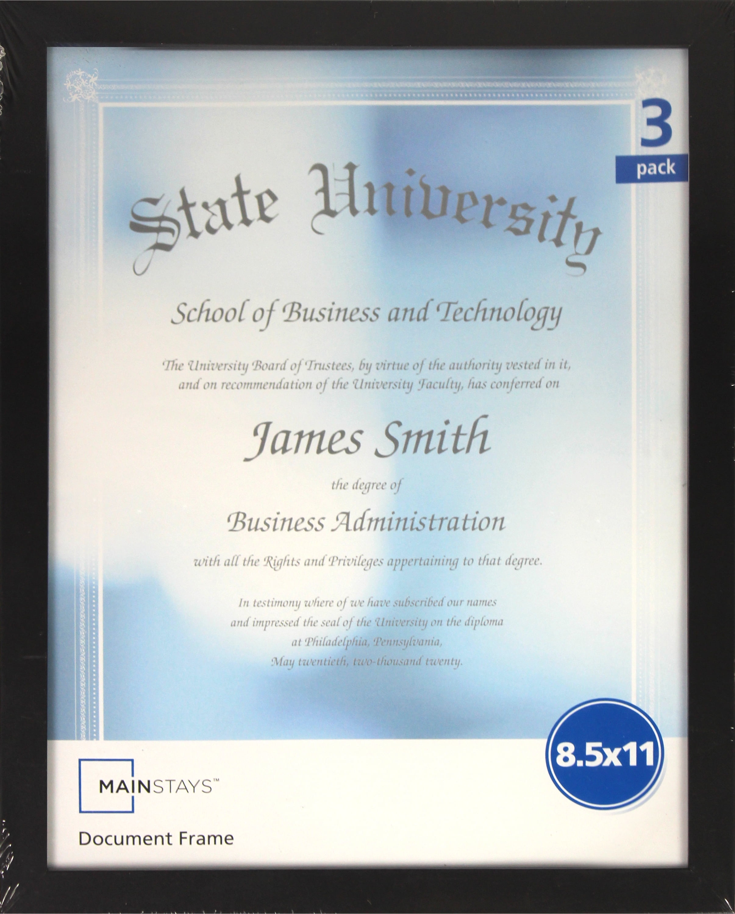 Mainstays Black Document Frame, 8.5 x 11 inch, Set of 3