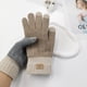 thumbnail image 2 of Guantes de pantalla táctil de punto de lana de alpaca para mujer, otoño e invierno, cálidos, anticongelantes, con forro polar, gruesos y con dedos completos, 2 of 6