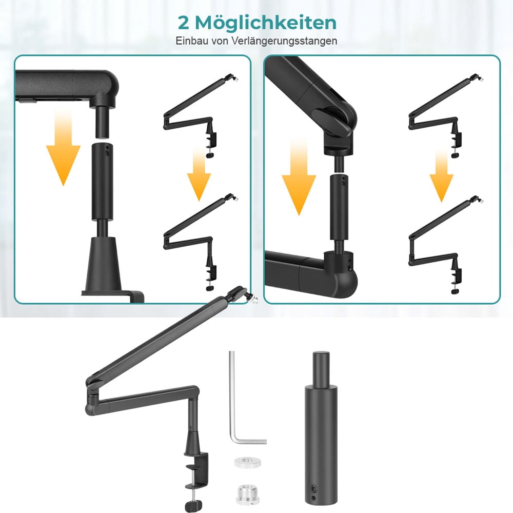 VIVIHEYDAY Heavy Duty Microphone Arm Stand, Adjustable Mic Boom Arm Stand with 3/8" to 5/8" Adapter