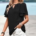 thumbnail image 4 of Samickarr Summer Savings Clearance Plus Size Summer Tops For Women Tops Dressy Casual Tunic Tops To Wear With Leggings Women Summer V-neck Solid Color Short Sleeve Tops, 4 of 8