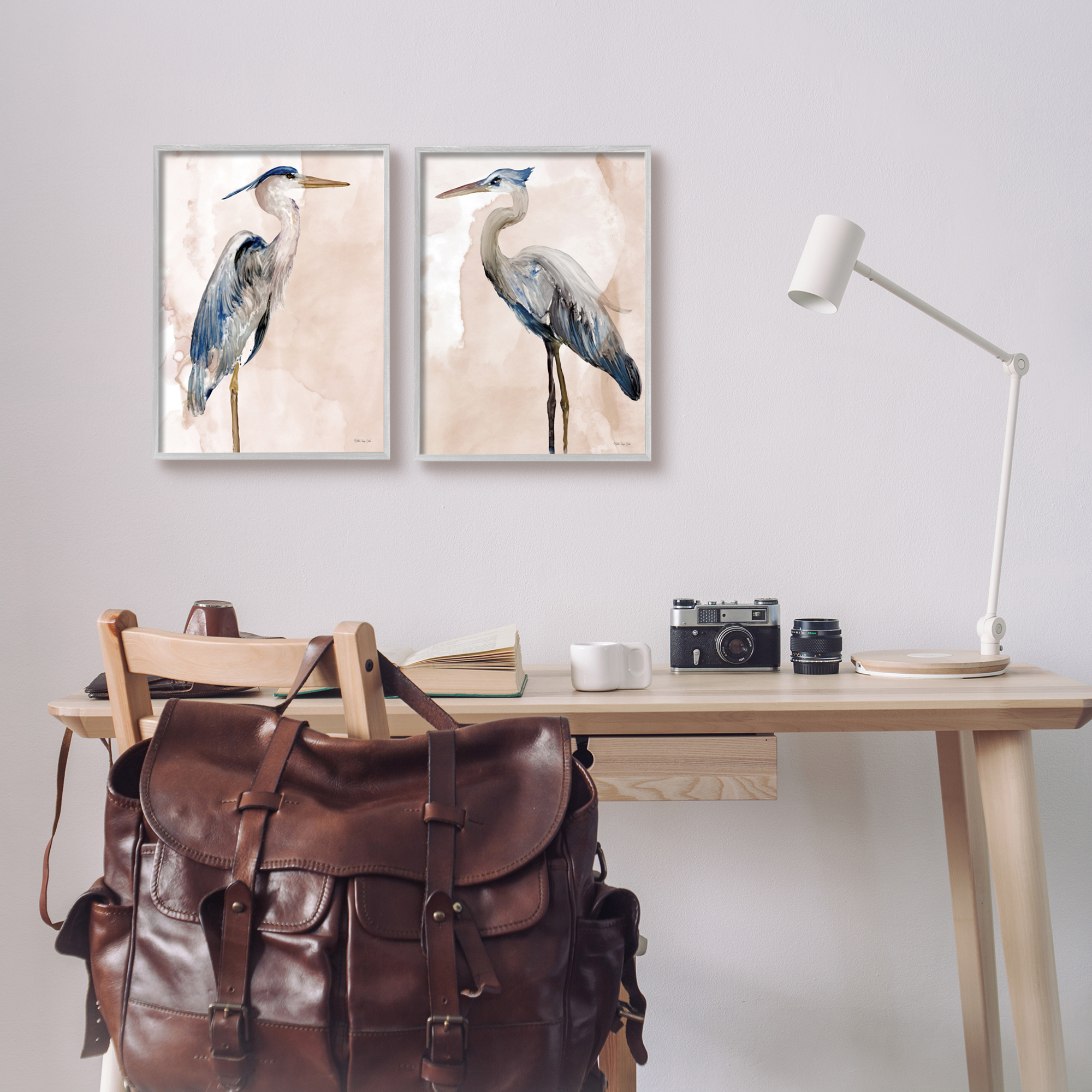 Stupell Industries Beautiful Heron Birds Standing Watercolor Painting , 11 x 14, Design by Stellar Design Studio