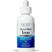 Clever Bird Liquid Iron Supplement - 15mg per Serving, 4 Oz Vegan Iron Supplements Drops for Kids and Adults, Chocolate Flavor Iron Vitamin, High Potency, Non-GMO Formula, by Best Nest Wellness