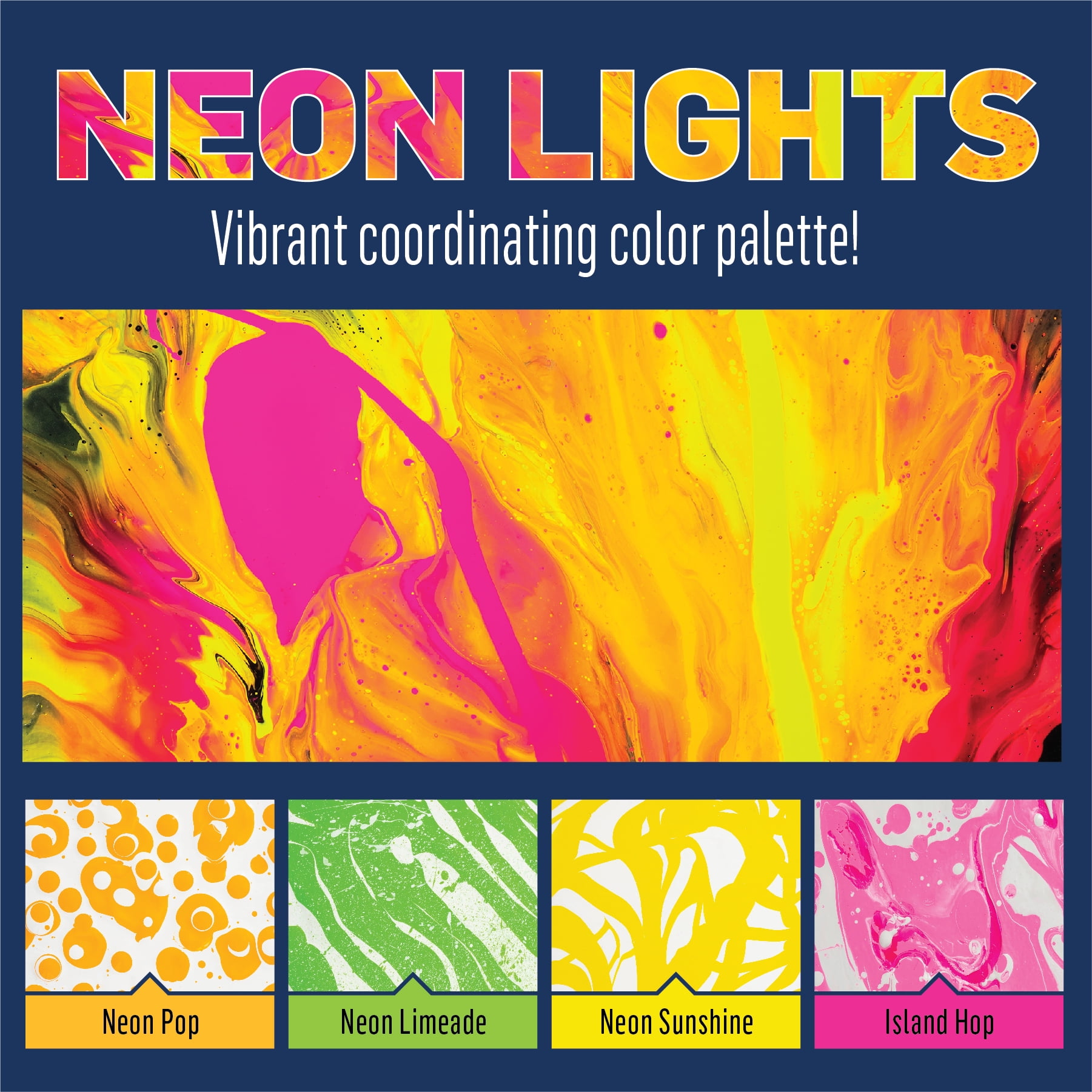 FolkArt Drizzle Pre-Mixed Fluid Pouring Acrylic Paint Set, Neon Lights, Set of 4