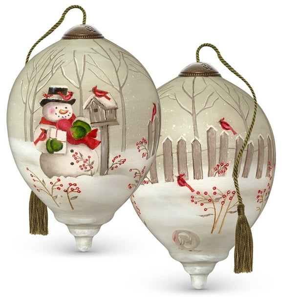 Ne'qwa Art Holiday Greetings HandPainted Glass Ornament 7191118