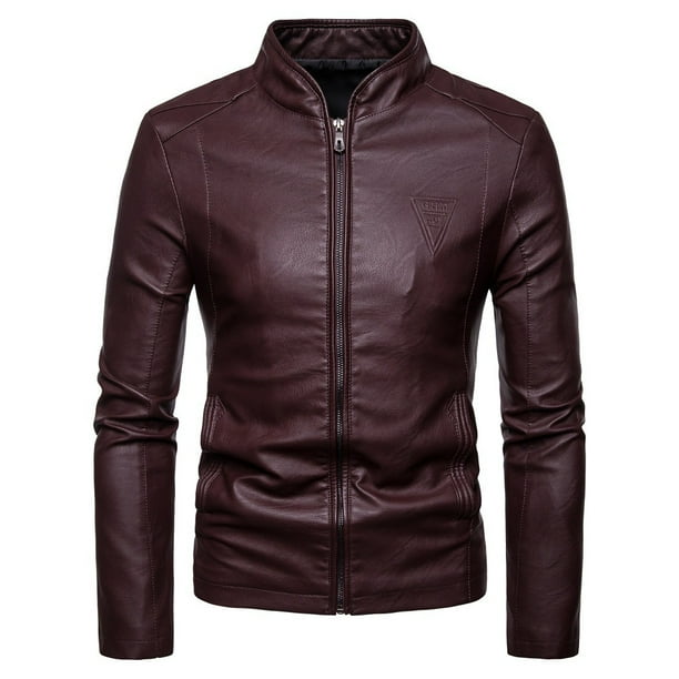 Chaqueta de cuero con cuello alto confiable de moda coreana para hombre de otoño e invierno