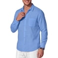 thumbnail image 3 of GENTS BLISS Men Linen Shirts Long Sleeve Button Down Shirts for Men Roll-up Solid Shirts with Pocket, 3 of 13
