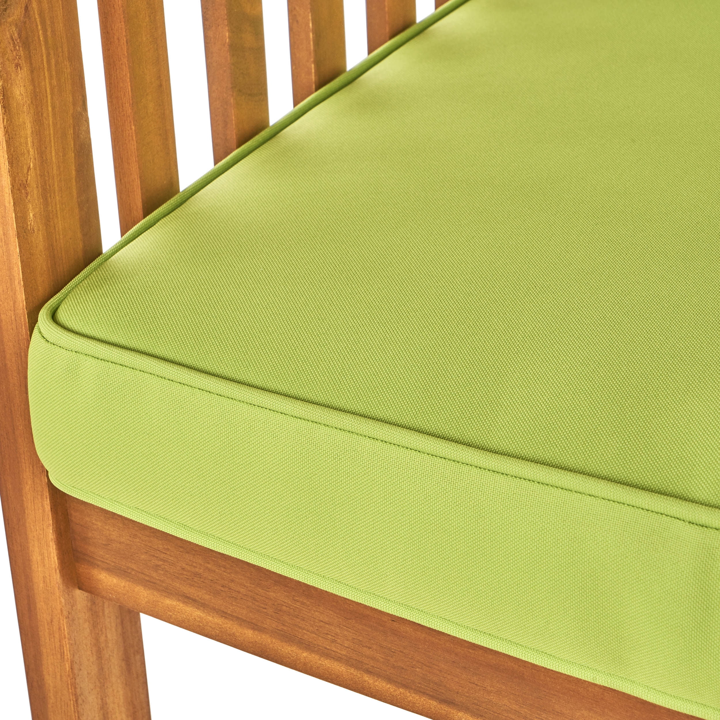 Sparks Outdoor 4 Piece Acacia Wood Sofa Set with Cushions, Brown Patnia, Light Green