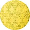 thumbnail image 1 of Ahgly Company Machine Washable Indoor Round Abstract Yellow Contemporary Area Rugs, 4' Round, 1 of 4