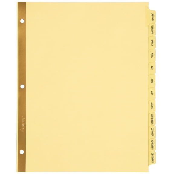 Avery Preprinted Laminated Tab Dividers, Gold Reinforced Binding Edge, Jan-Dec Tabs, 1 Set (11307)