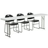 Flash Furniture 8-Foot Plastic Folding Training Table Set with 3 Black Plastic Stack Chairs