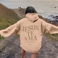 thumbnail image 5 of Wangmeiwg Women's Sweatshirts Women's Letter Print Hooded Sweatshirt Long Sleeve Pullover With Front Pockets Casual Comfortable Outerwear Khaki S, 5 of 7