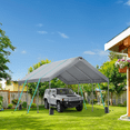 thumbnail image 2 of 12*20 Heavy Duty Carport Canopy - Extra Large Portable Car Tent Garage with Adjustable Peak Height from 9.5ft to 11ft,Metal Roof &Side Walls for Car, SUV,Boats&Truck Party Tent Shelter Logic Storage, 2 of 9