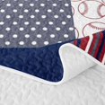 thumbnail image 5 of Manfei Geometric Check Quilt King,Sporty Baseball King Coverlet Set,Red Navy Gray,3pcs,1 Bedspread and 2 Pillowcases, 5 of 7