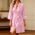 thumbnail image 2 of AnuYalue Bathrobe for Women Trendy V Neck Soft Nightgown 3/4 Sleeve Sleepwear Quick Dry Robes Home Wear, 2 of 8