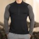 thumbnail image 1 of Blusa y camisa de cuello alto de manga larga para hombre, blusa de spandex ajustada de alta resistencia con cuello alto y manga larga para ejercicio., 1 of 8