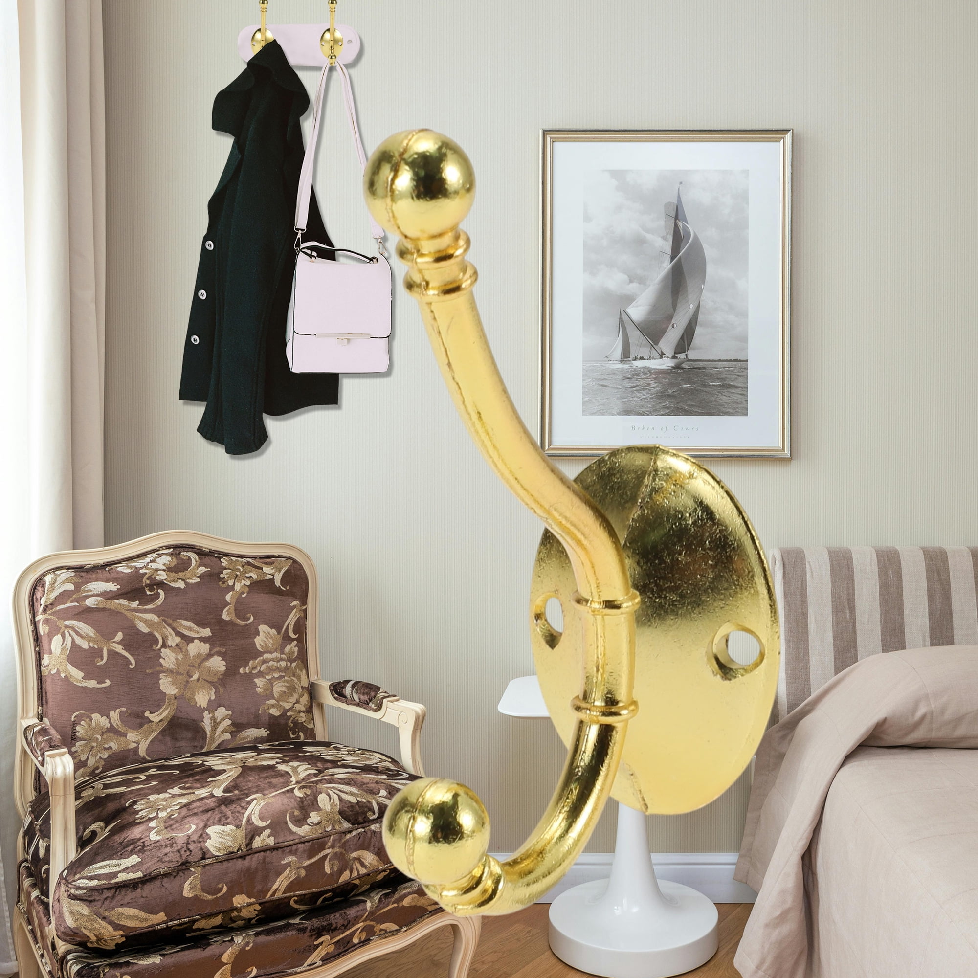 Unique Bargains 4 Pcs Clothes Hooks Door Hooks for Wardrobe Bathroom Kitchen Brown1