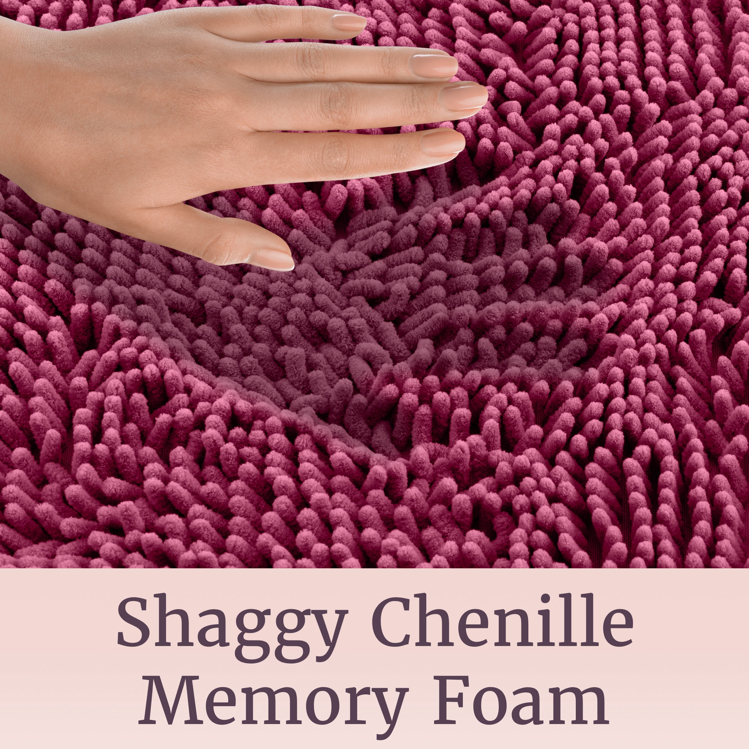 Lavish Home 2-Piece Memory Foam Bath Mat Set with Non-Slip Base (Pink)
