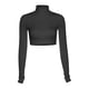 thumbnail image 5 of Top corto de manga larga para mujer - Camiseta sexy de cuello alto - Poliéster - Informal/Fiesta - S-L, 5 of 6