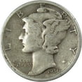 thumbnail image 1 of 1936 S Mercury Dime VG Very Good 90% Silver 10c US Coin Collectible, 1 of 2