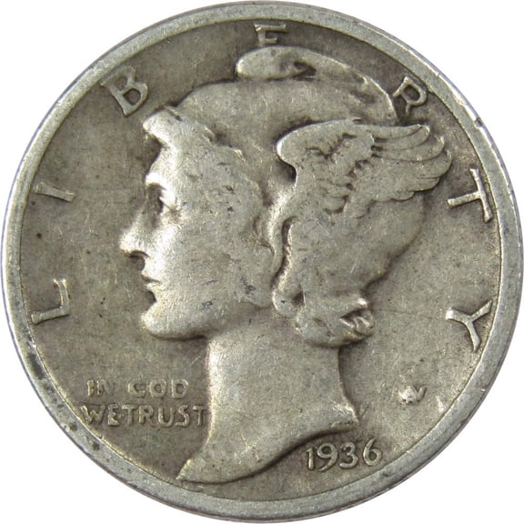 1936 S Mercury Dime VG Very Good 90% Silver 10c US Coin Collectible