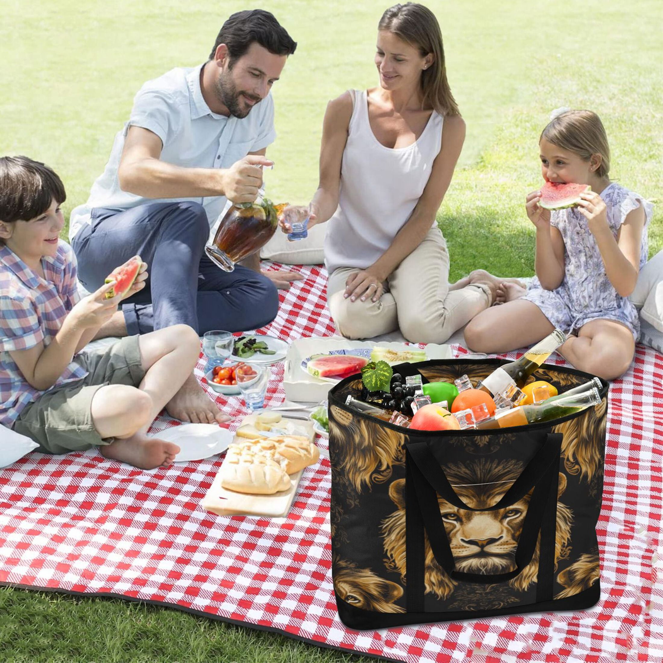 Large Hand-held Ice Pack Picnic Bag Insulation and Refrigeration Suitable for Shopping Picnics and Camping Fierce Lion