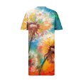 thumbnail image 5 of Viikei Summer Dresses Clearance,Women's Casual Ruffle Short Sleeve Dress,Plus Size Dress for Women V Neck Summer Printing Sundresses Knee Short Sleeve with Pockets Multicolor L, 5 of 5