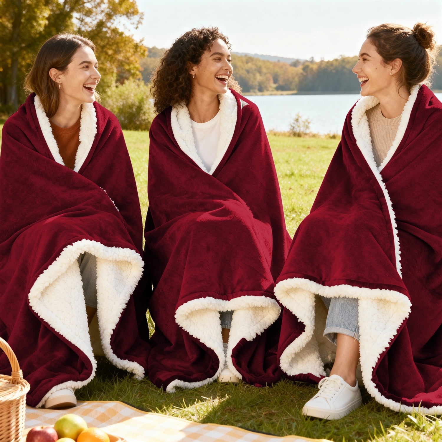 IR Imperial Rooms Wholesale Sherpa Fleece Blankets 12-Packs Warm & Soft Plush Washable Lightweight Cozy for Charity & Gift Burgundy Twin Size