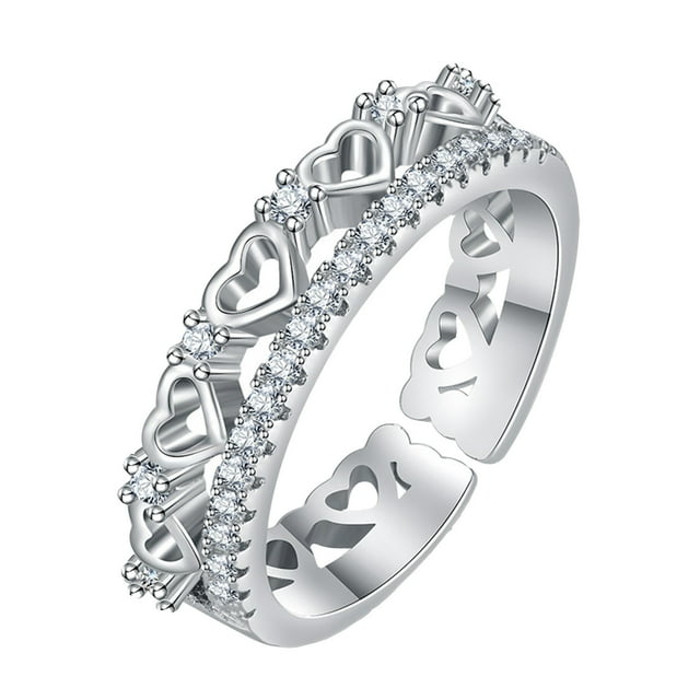 Anillos para mujer, regalos para mujer, moda, ahuecados, frescos y misteriosos, con circonitas cúbicas en forma de corazón, giros exteriores, maravilloso regalo, anillo hueco.