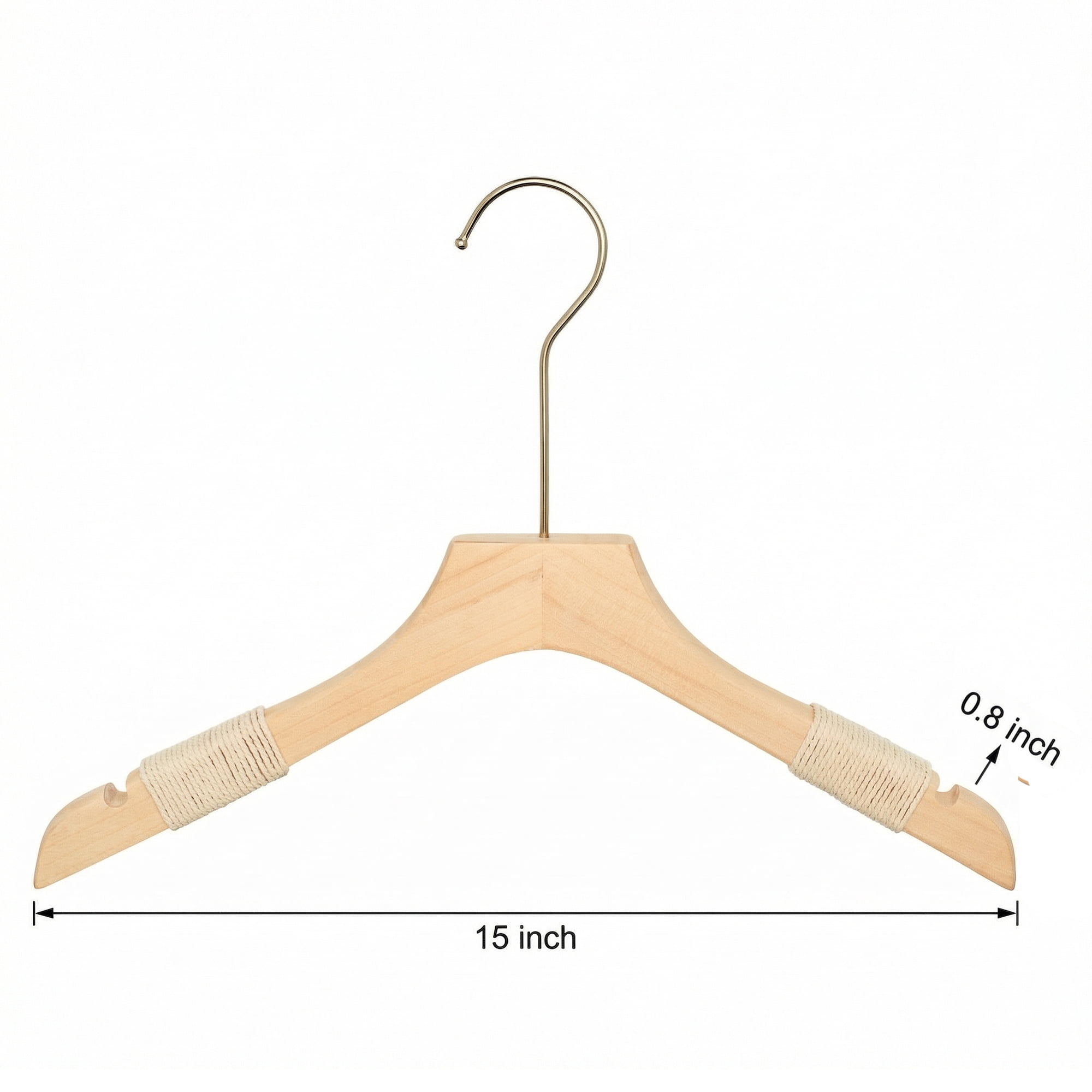 Unique Bargains 2Pcs Wood Rope Nonslip Hangers Natural 15x0.8in
