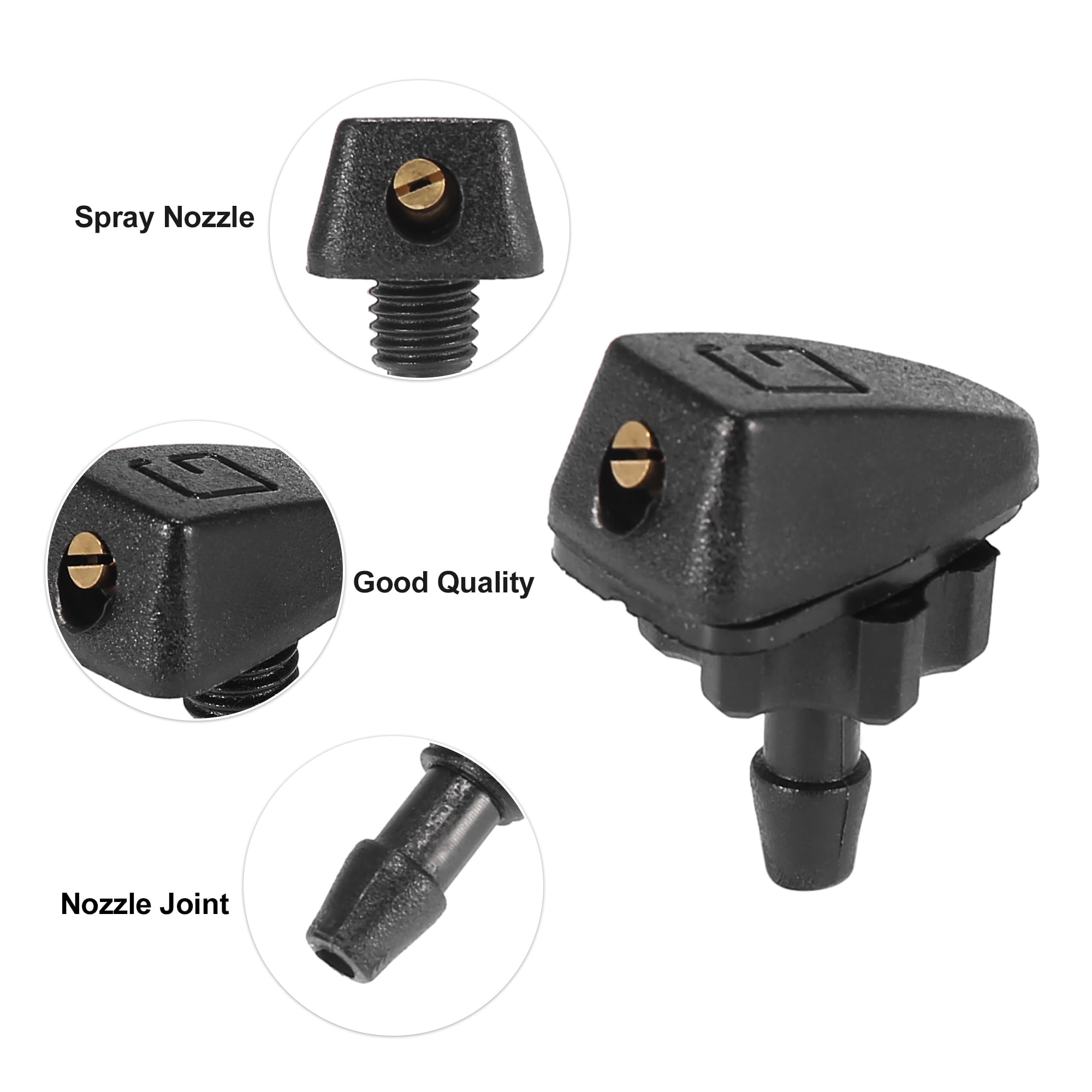Unique Bargains Universal Front Windshield Washer Nozzles Kit Pack of 10 Black