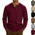 thumbnail image 2 of Mens Long Sleeve Henley Shirts Muscle Fit Ribbed Knit T-Shirt Lightweight Thermal Undershirts Workout Athletic Tee Shirt Wine M, 2 of 7