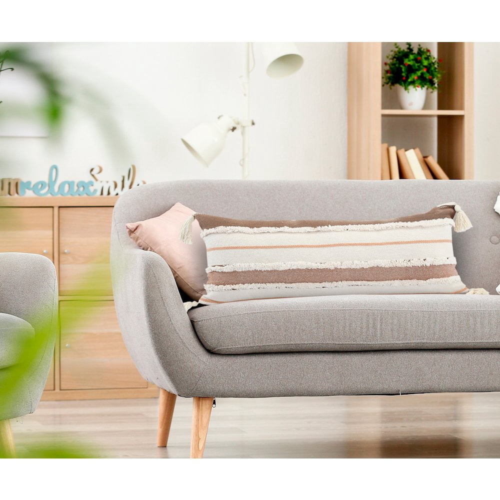 LR Home Sacral Earth Quarry Striped Lumbar Throw Pillow
