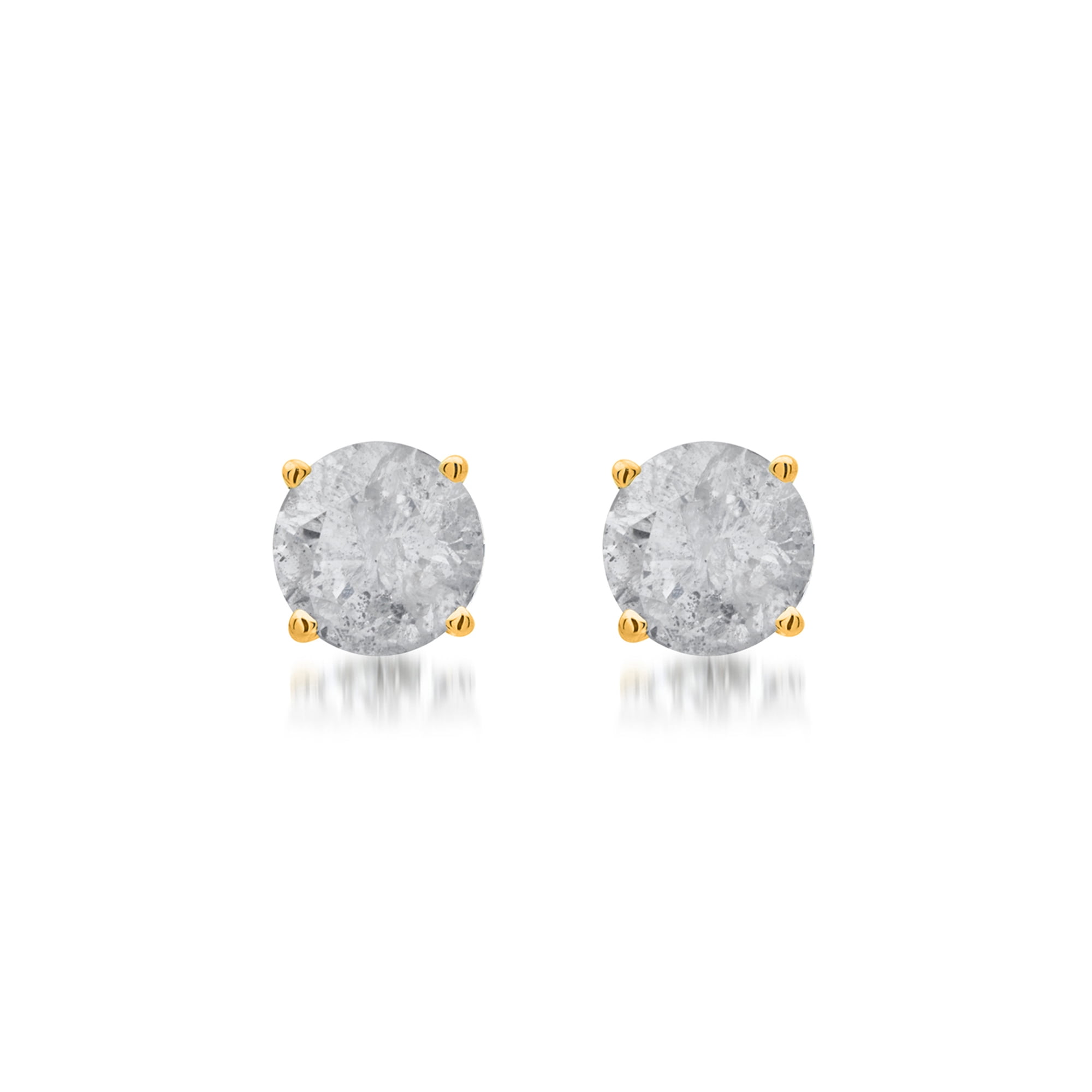 1-1/4 Carat T.W. Round White Diamond Yellow Gold over Sterling Silver Stud Earrings