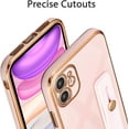 thumbnail image 6 of Case for iPhone12 Pro 6.1 Inch, Soft Silicone TPU Slim Case Electroplated Case Shockproof Phone Case with Wristband Kickstand Phone Loop Finger Holder Strap-Rosegold, 6 of 13
