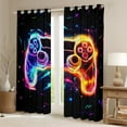 thumbnail image 2 of Homewish Colorful Game Console Blackout Curtains Set of 2 (52x84 Each),Gamer Gaming Window Curtains,Multicolor Starry Sky Curtains and Drapes For Boys,Breathable Bedroom Decorative, 2 of 6