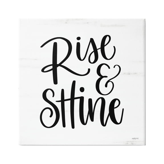 Stupell Industries Rise & Shine Calligraphy Script Rustic Birch Pattern Graphic Art Gallery Wrapped Canvas Print Wall Art, Design by Imperfect Dust