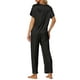 thumbnail image 3 of Conjunto de pijamas de satén para mujeres INSPIRE CHIC, ropa de verano, camisetas de manga corta con pantalones, conjuntos de lounge de seda XL negro, 3 of 6