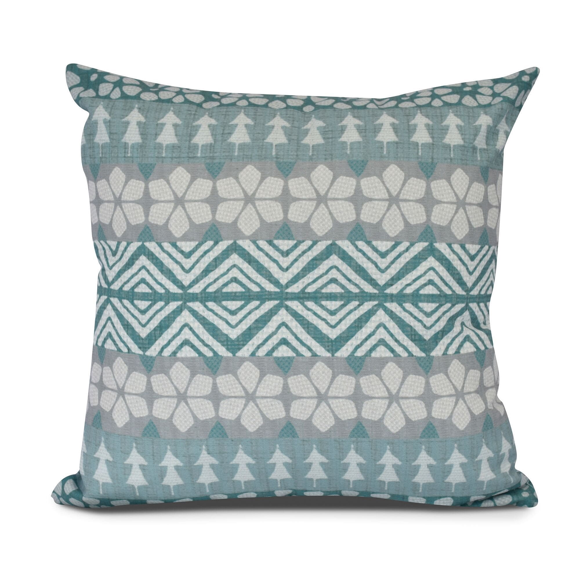 Simply Daisy, FairIsle Geometric Print Outdoor Pillow