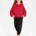 thumbnail image 7 of Girls Sweatsuits 2 Piece Fall Winter Cotton Fleece Warm Outfits 1-15Y Pullover Hoodie and Jogger Pants Set (5-6 Years, Red&Black), 7 of 7