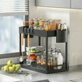 thumbnail image 5 of 2-Tier Pull-Out Kitchen Organizer Set - Under Sink Storage Rack for Spices, Dishes & Utensils, Durable Plastic with Paint Finish, 5 of 14