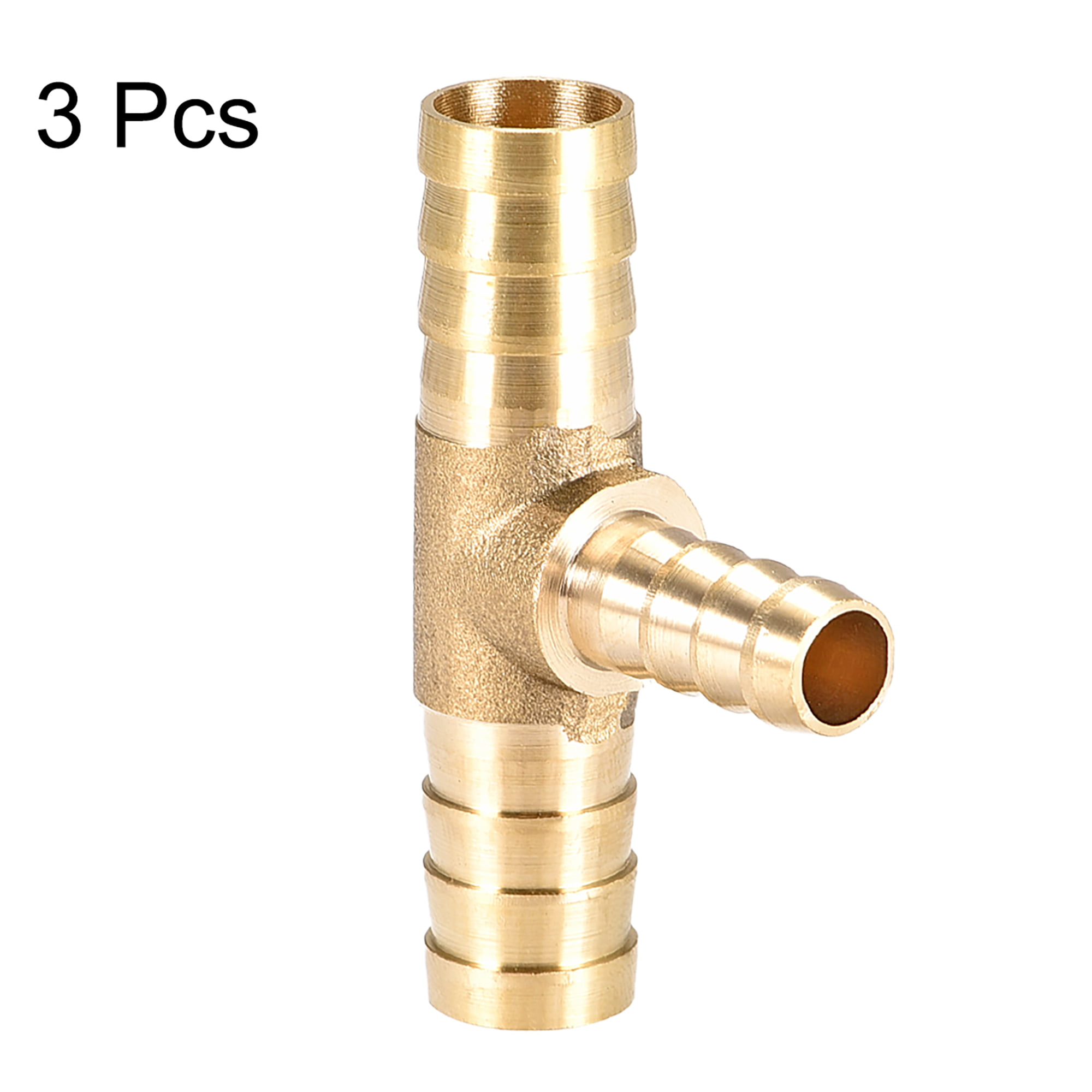 3pcs 12X8X12mm Hose ID Brass Reducer Barb Fitting Y-Shaped 3 Way Tee Connector Adapter for air Oil etc Fuel Water 