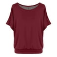 thumbnail image 1 of Camiseta oversize con mangas murciélago para mujer - Manga corta, cuello redondo, color liso, poliéster, informal/para el día a día - S-XXL, 1 of 6