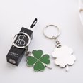 thumbnail image 4 of 2pcs Four Leaf Clover Keyring Beautiful Metal Keychain Pendant for Purse Bag Key (Green), 4 of 6