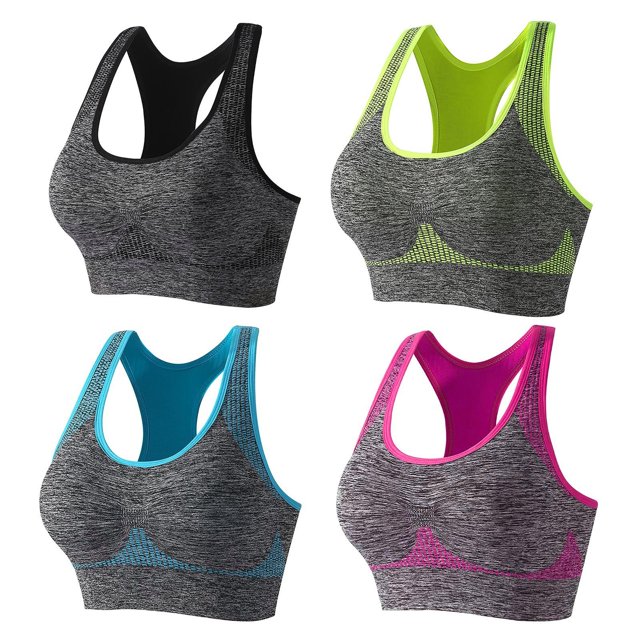 WZXFASHION Sports Bras For Women Pack Multipack Padded Medium Support Bra For Workout Gym Yoga Bra Brown L
