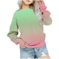 thumbnail image 3 of CFLVAEK Oversized Sweatshirts for Girls Fashion Gradient Print Sweatshirt Fall Long Sleeve Pullover Tops for Preppy Teen Girls Green Size 2 Years, 3 of 9