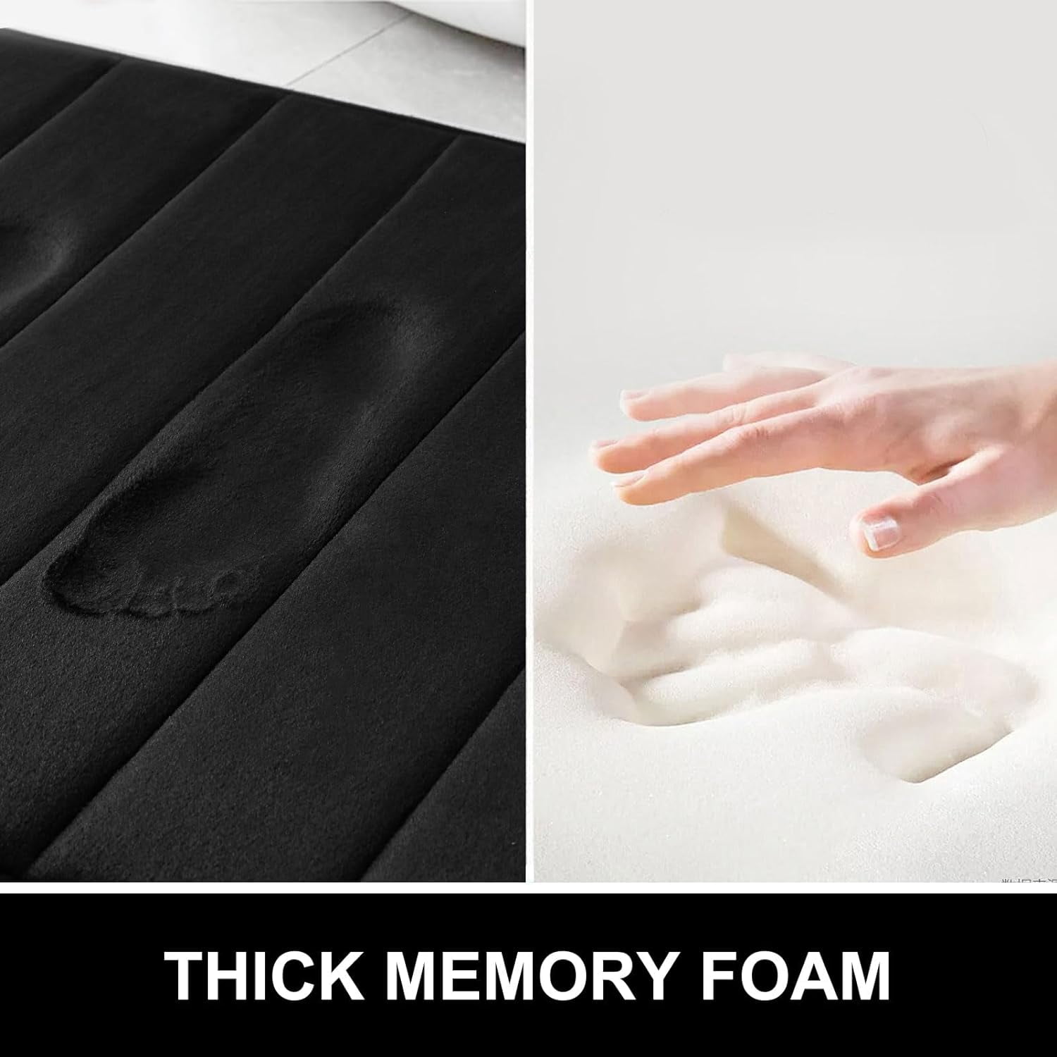 BAILU Memory Foam Bath Mat 36x24, Ultra Soft and Absorbent Bathroom Rugs, Non-Slip, Machine Wash Dry, Thick Bath Rug Carpet for Bathroom Floor, Sink and Shower, Black