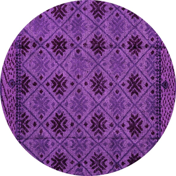 Ahgly Company Indoor Round Abstract Pink Modern Area Rugs, 5' Round