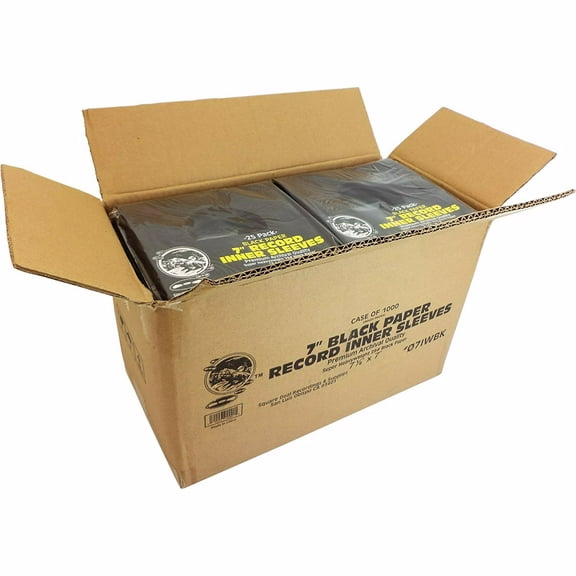 Square Deal Recordings & Supplies -  7" 45pm Vinyl Record Inner Sleeves - Archival Quality, SUPER HEAVYWEIGHT 29# Black Paper with Hole - Set of 1000 #07IWBK