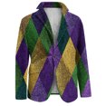 thumbnail image 5 of Men's Carnival Blazer Corduroy Sparkly Sequin Color Print Holiday Party Jacket Two Button Slim Fit Business Office Blazers with Pockets Mar-di Gras Plus Size Outwear, 5 of 5