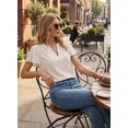 thumbnail image 5 of SHEWIN Womens Dressy Tops Summer V Neck Flowy Short Sleeve Blouses Business Casual Office Work Vacation Clothes, 5 of 9